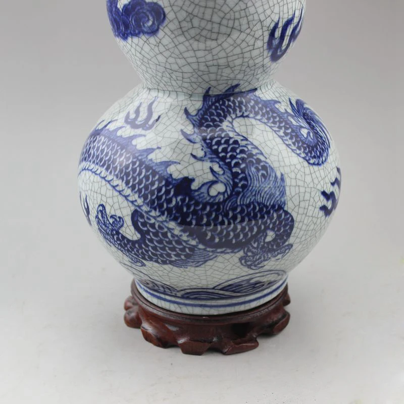 Изысканная Китайская античная сине-белая фарфоровая ваза ручной работы в форме