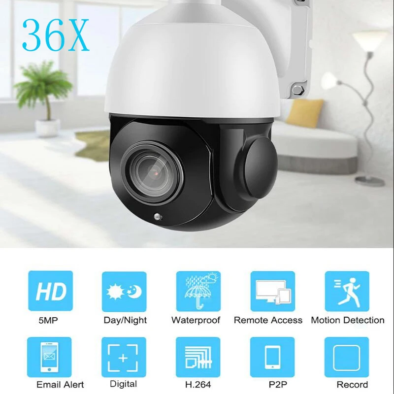 IMPORX 36X 5MP наружная купольная P2P CCTV PTZ ip камера 360 HD наблюдения Водонепроницаемая