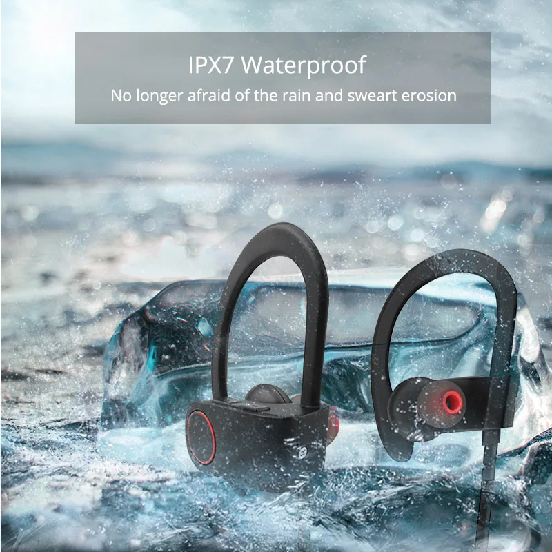 Bluetooth наушники IPX7 Водонепроницаемая гарнитура беспроводные спортивные бас bluetooth
