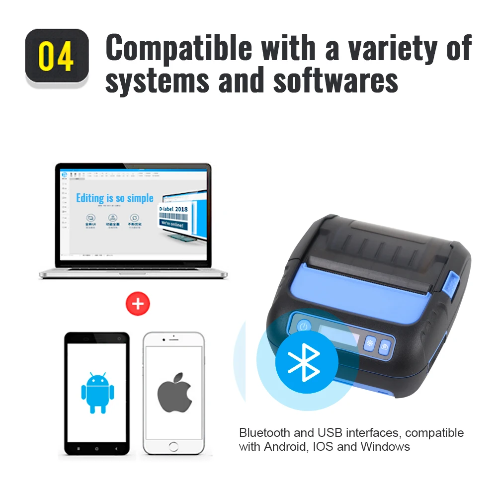 M80B термопринтер и Bluetooth этикетка PrinterAndroid/iOS/Windows для малого бизнеса ESC/POS |