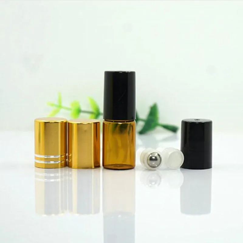 20 шт./лот оптовая продажа Янтарный мини флакон через стекло эфирное масло рулон