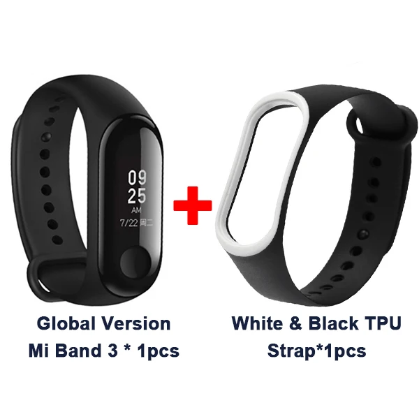 Add Bla Wh TPU Strap Новинка, мульти-языковый Xiaomi Mi-браслет 3, фитнес-трекер, 0,78 дюймов, OLED, большой сенсорный экран,, Новые смарт-браслеты, браслет - Цвет: Add Bla Wh TPU Strap