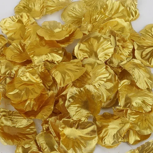 Golden 500pcs 500 шт., романтические искусственные цветы, яркие шелковые ткани, лепестки роз, 5x5,5 см, золотые/серебряные, для рукоделия, свадьбы, вечеринки, помолвки, декора - Цвет: Golden 500pcs