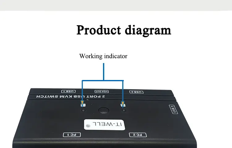 IT-well KVM переключатель 2 порта Авто VGA переключатель с USB консолью 1 комплект управления клавиатурой мыши 2 компьютера хосты с kvm-кабель