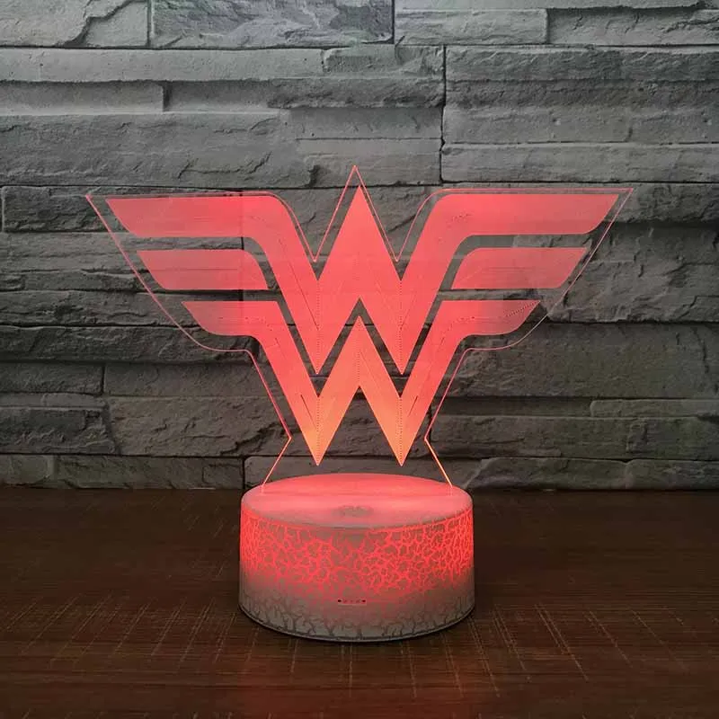 HQXING акриловый Wonder Woman 3D светодиодный ночник RGB 7 цветов Изменение Настольная лампа фигурки для мальчиков и девочек рождественские игрушки