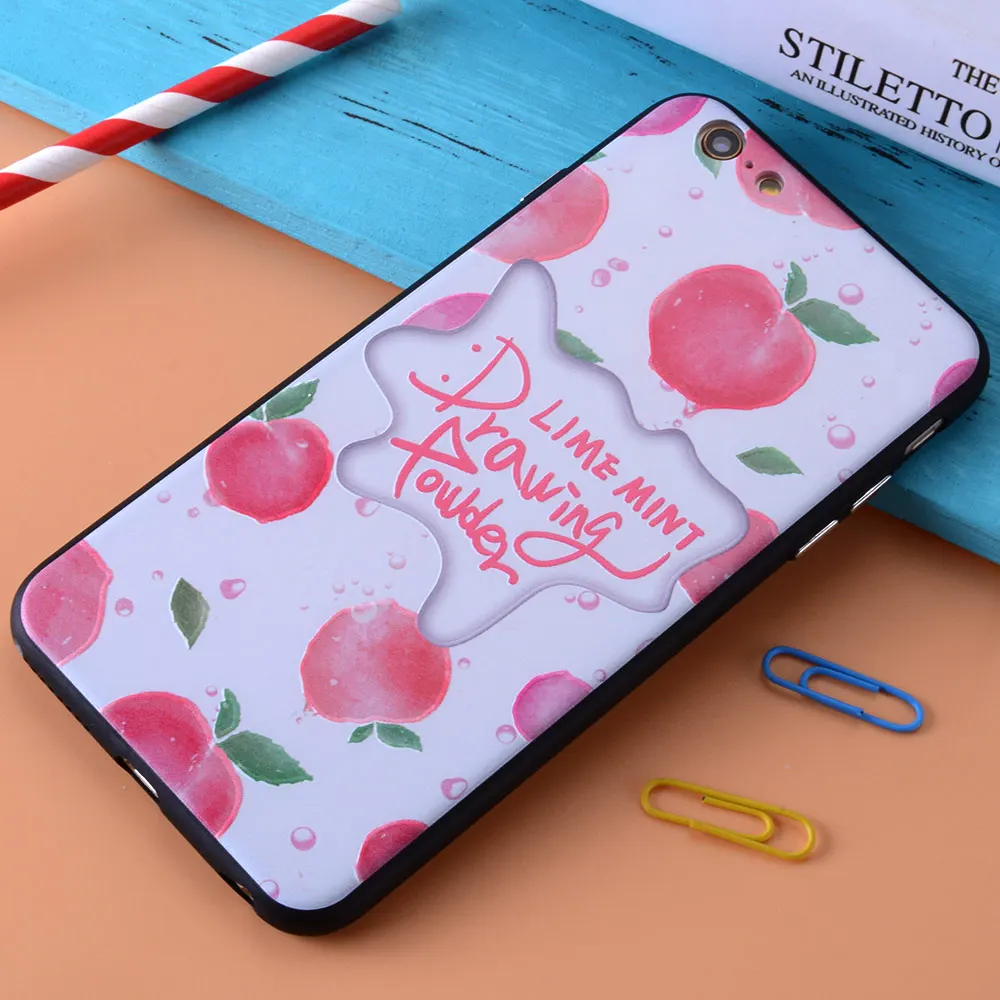 Дергаться розовый мультфильм свежие фрукты сочный персик чехол для Apple iPhone 6/6 S