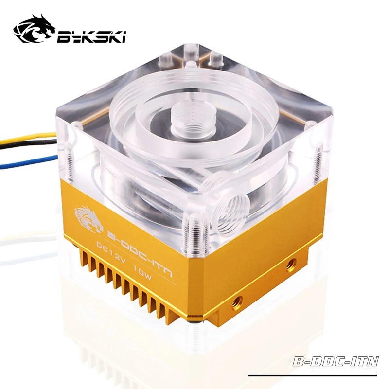 gold Bykski DDC насос DC12V TDP10W поток подъема 3,5 метров 450L/H радиатор размер 62*62*59 мм Поддержка комбинированного резервуара/Макс 5000 об/мин - Цвет лезвия: gold