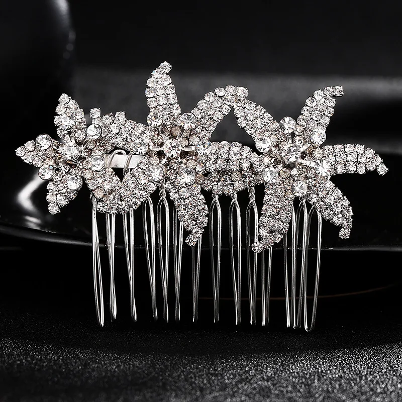 

Fashion Elegant Flower Shape Handmade Bridal Hair Taira Combs Crystal Design Hair Pin For Women Headress Hair Accessories