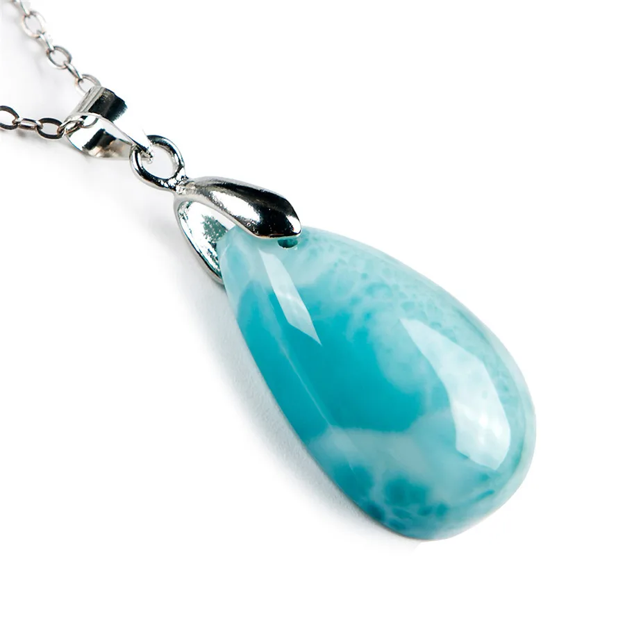 Натуральный Синий Ларимар камень с водным узором подвеска AAAA 25x16x8 мм |