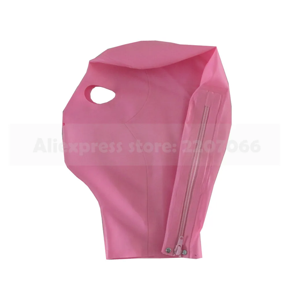 Розовый цвет глаза и ноздри открытый без рта латексная резиновая маска капюшон