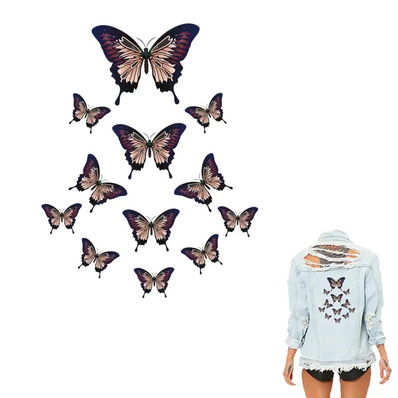 

Butterfly Patches On Clothes 1 pieces/lot Heat Transfer Print On T-shirt Accessory Iron-On Transfer Animal Decoration Patch 208