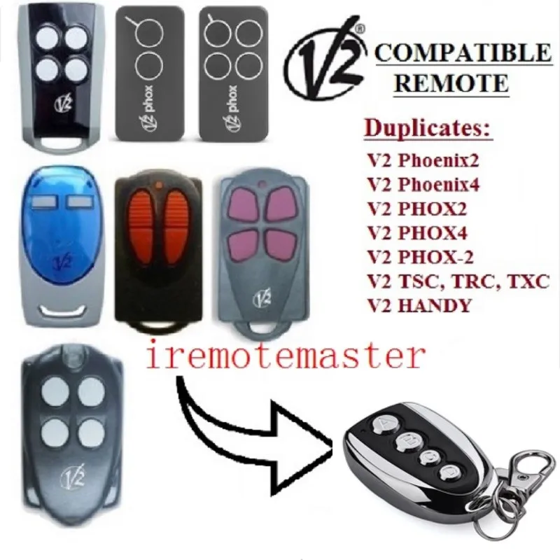 V2 PHOX2, PHOX4, TXC, TRC, TSC4, HANDY, PHOENIX2, PHOENIX4 прокатный код 433,92 МГц Замена гаражной двери пульт дистанционного управления