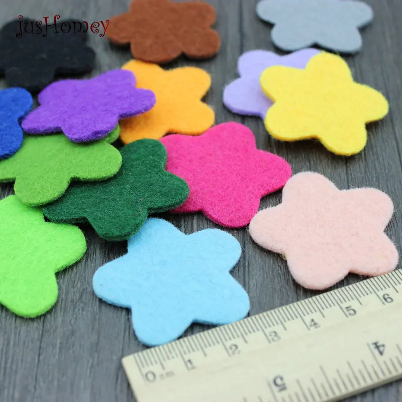 100 шт./лот 4 см Ткань фетр пять лепестков в форме цветка сливы аппликация лепестки