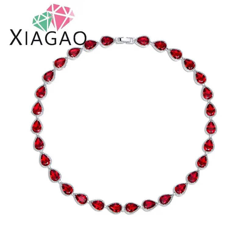 Женское Ожерелье с кулоном XIAGAO синее/Красное/желтое ожерелье фианитом AAA P090|women