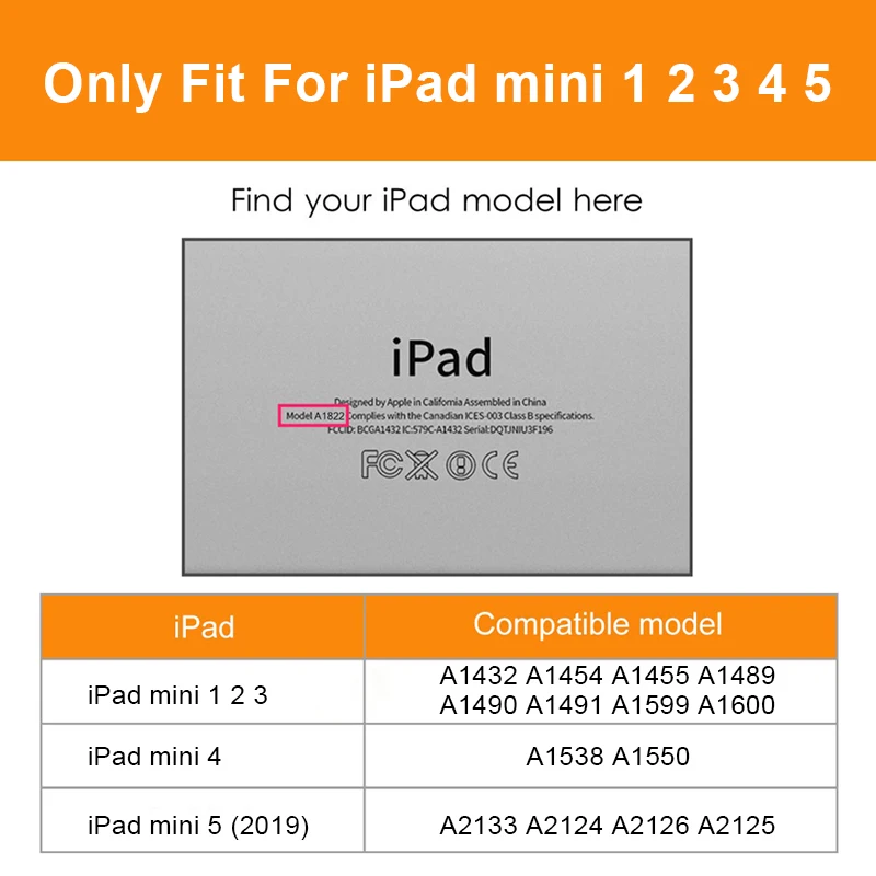 Для Apple iPad mini 1 2 3, 4, 5, чехол, 7,9 дюймов, ультра тонкий, умный, магнитный, с подставкой, из искусственной кожи, силиконовый чехол для iPad mini 5, Funda
