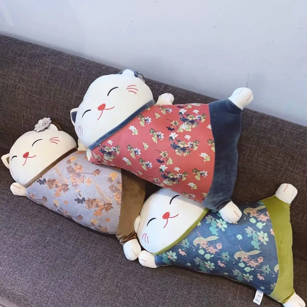 Японская Фортуна кошка набивная Подушка традиционное японское платье улыбка