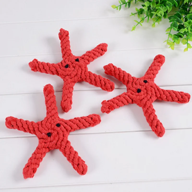 starfish Игрушки для собак, устойчивые к укусам, ручная вязка, все виды милых животных, форма жевательных зубов, очистка, хлопковая веревка, ручка, узел, товары для домашних животных - Цвет: starfish