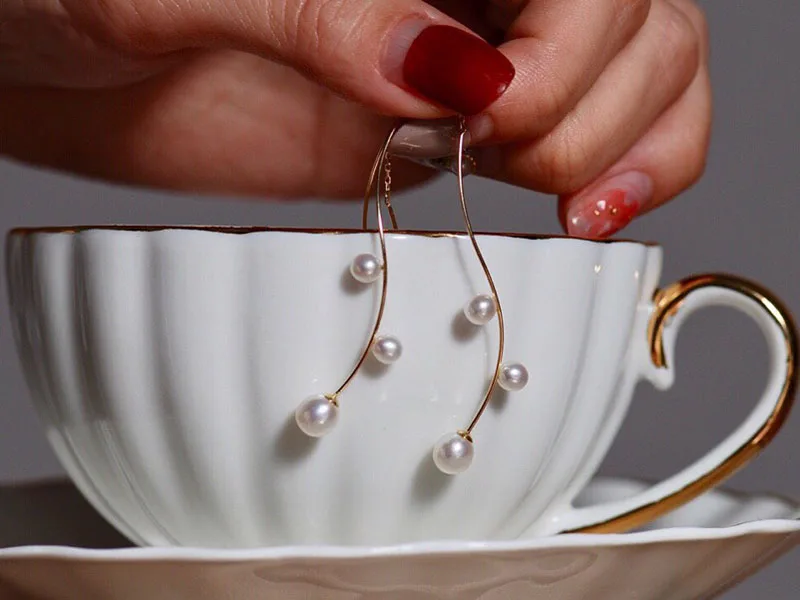 Sinya 18 k золотые серьги-капли с кисточками с натуральным круглым высоким блеском и жемчугом, модный дизайн, Новое поступление для женщин, девушек