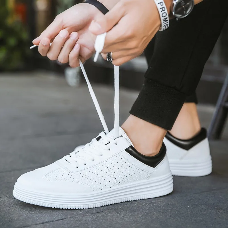 

Hollow Out Thick Sole Men Casual Shoes Men Leather Sneakers White Men Chunky Sneakers Mocasines Fashion Popular Simple Shoes