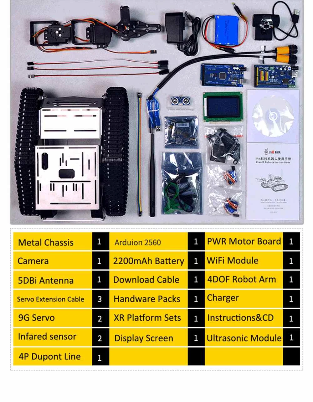 Xiao R DIY WiFi видео управление Умный Робот Танк автомобиль с экраном дисплея для Arduino 2560