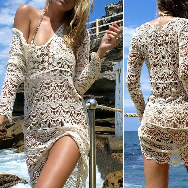 Женский кружевной купальник-бикини Пляжная накидка-топ накидка в турецком стиле
