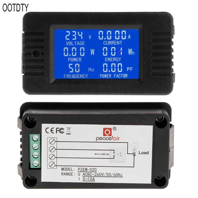 OOTDTY 6в1 цифровой AC 80~ 260 В мощность энергии монитор напряжения тока кВтч Ватт метр 100А