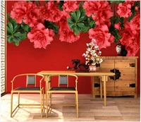 wdbh custom mural 3d photo wallpaper new chinese modern red rose flower tv background decor living room wallpaper for walls 3 d
