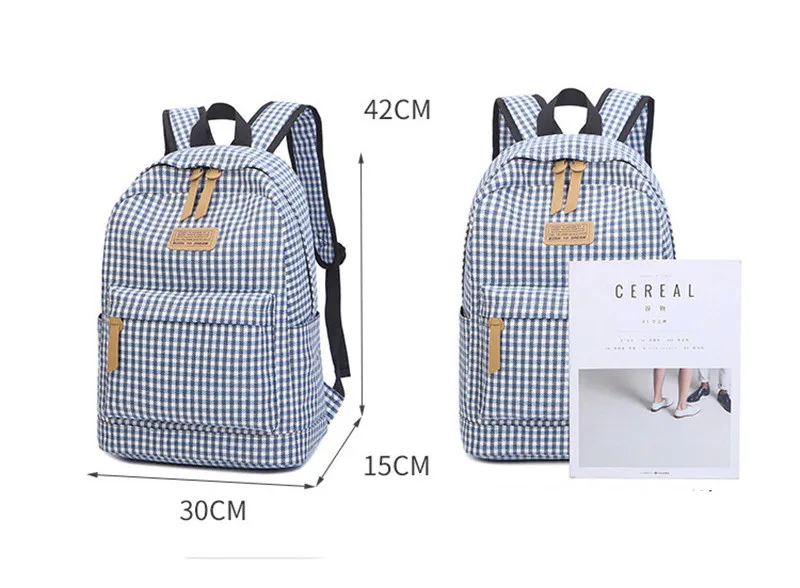 

Casual Women Backpack Canvas Bag Backpack Plaid School Bags for Teenagers Girls Laptop Bag Bolsa Mochila High Quality