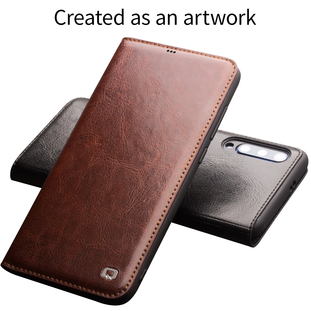 

Qialino Fashion Genuine Leather Phone Cover For Xiaomi Mi 9 6.39 Inches Pure Handmade Flip Case With Card Slot For Xiaomi Mi 9