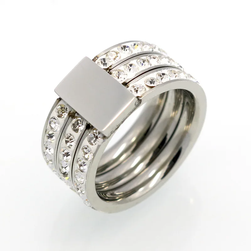 Martick New Arrival Minimalist Rings With Three Rows Shining Clear CZ Europe Brand Jewelry For Woman Present R157 | Украшения и