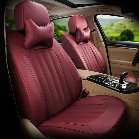 red wine Автомобильные чехлы и подставки для сидений Toyota Wish, Кожаный Набор чехлов для сидений из воловьей кожи, кожзам, аксессуары - Название цвета: red wine