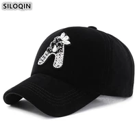 siloqin womens autumn hat rhinestone decoration baseball caps adjustable size new joker winter velvet tongue hats snapback cap