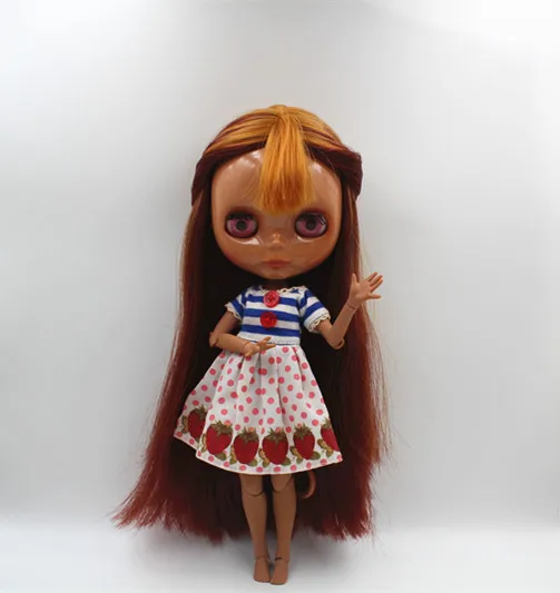 Кукла Blygirl Blyth Смешанная челка оранжевого розового красного цветов Обнаженная