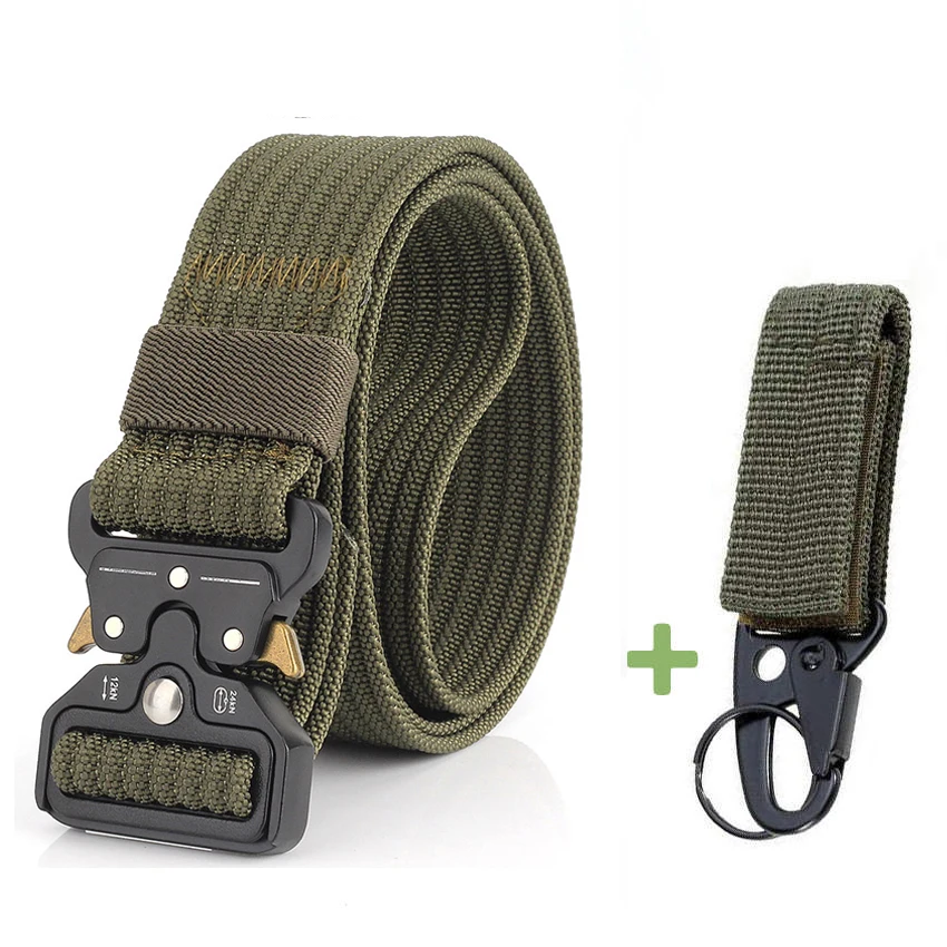 Army Green Match 16 видов, модный Тактический тканевый ремень, многофункциональный тренировочный ремень, нейлоновый армейский ремень для фанатов, мужской ремень с двойной пряжкой, длинный ремень Кобра, подарок - Цвет: Army Green Match