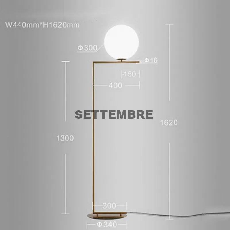 SETTEMBRE стеклянный глобус напольные лампы для гостиной золото Metel светильник