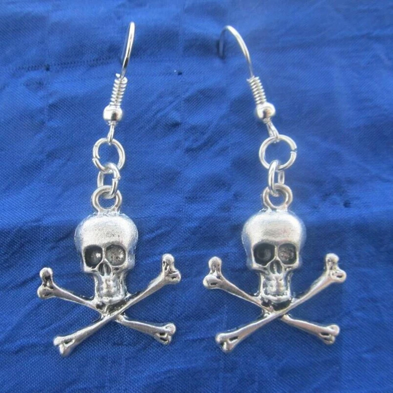 Горячая Распродажа старинное серебро Череп скрещенные кости подвеска висячие
