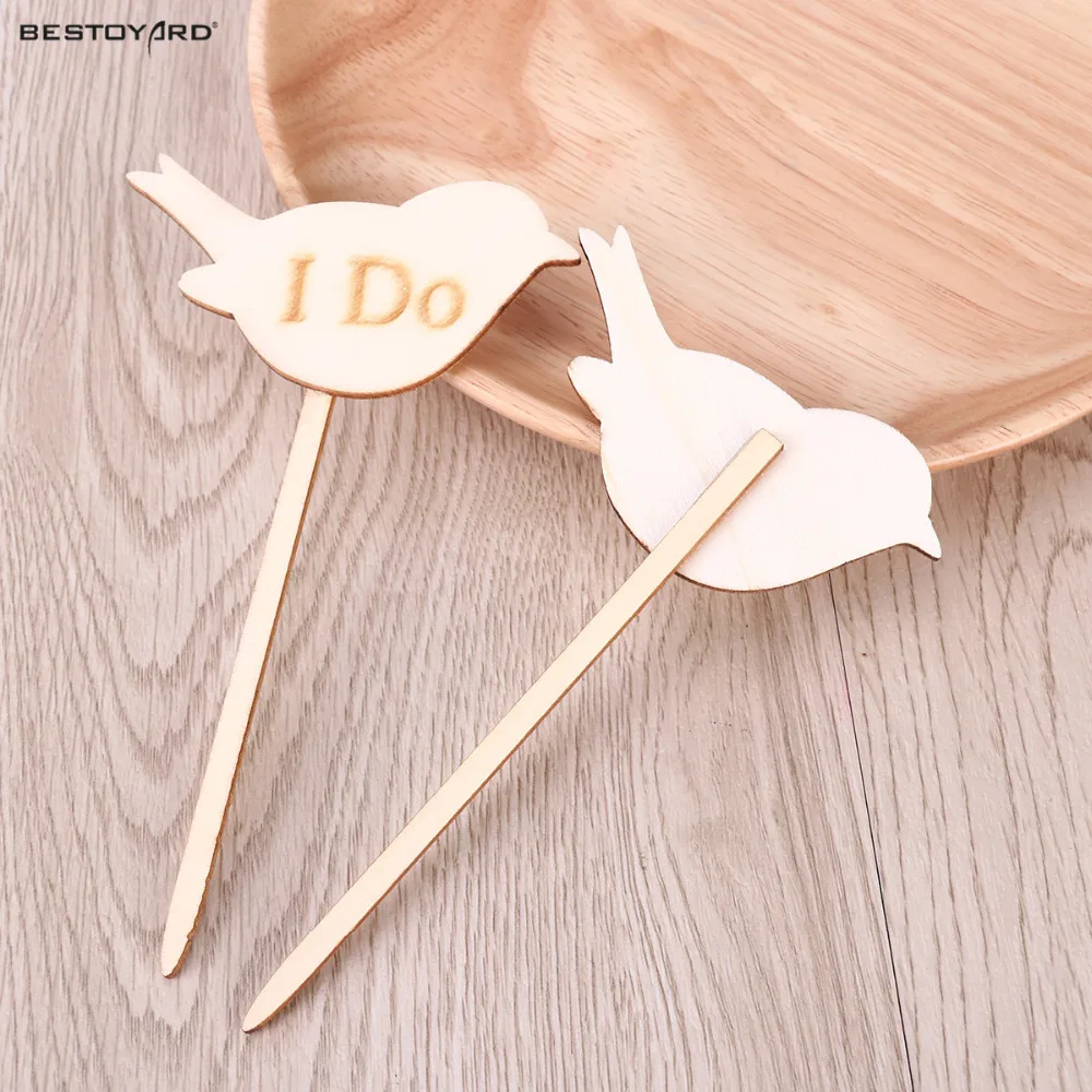 2 шт я тоже люблю птиц Свадьба Помолвка Деревянный Торт Топпер Фото Реквизит Брак