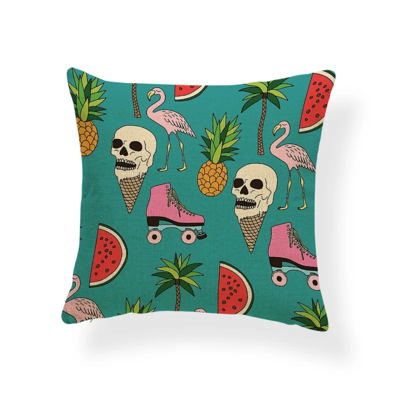 Хэллоуин ананас Фламинго ужас наволочки Сахар Череп птица кошка подушка кактус