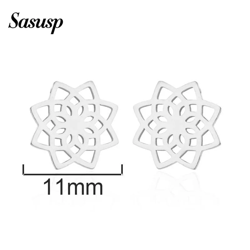 Женские серьги-гвоздики из нержавеющей стали в виде цветка мандалы | Украшения и