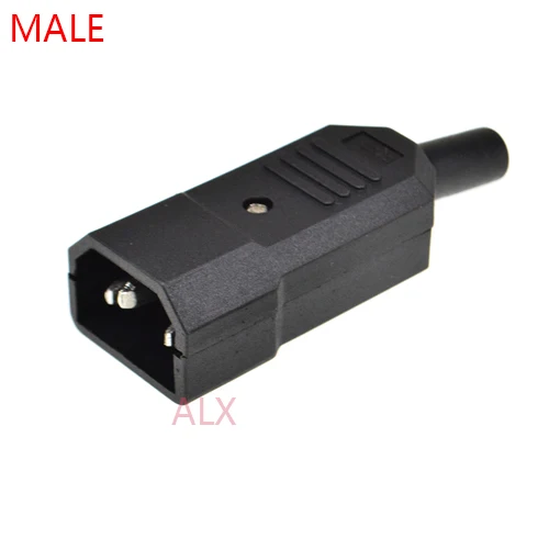 AC250V 250 В 10A IEC прямой Кабельный разъем черный женский и мужской источник питания разъем Rewirable кабель провода разъем 3 pin AC - Цвет: 1pcs male plug