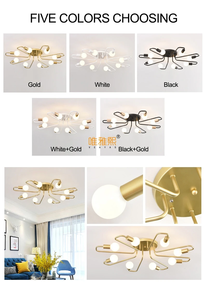Бесплатный светодиодный светильник 85-265 в E27 Chander Lighting Vintag, светодиодный светильник, промышленные лампы, 6 ламп, люстра, светильник, белый