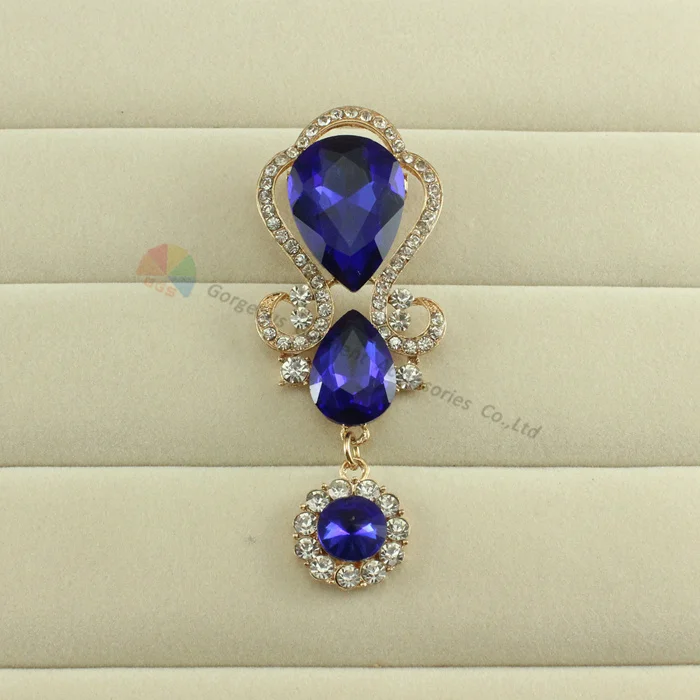 Роскошные Броши Стразы с кристаллом в виде капли воды сапфировым Изумрудом и