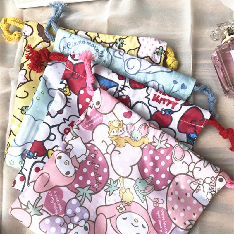 Мультяшный милый Sanrio My Melody Cinnamoroll холщовый мешок на шнурке подарок 21 см* 19 см