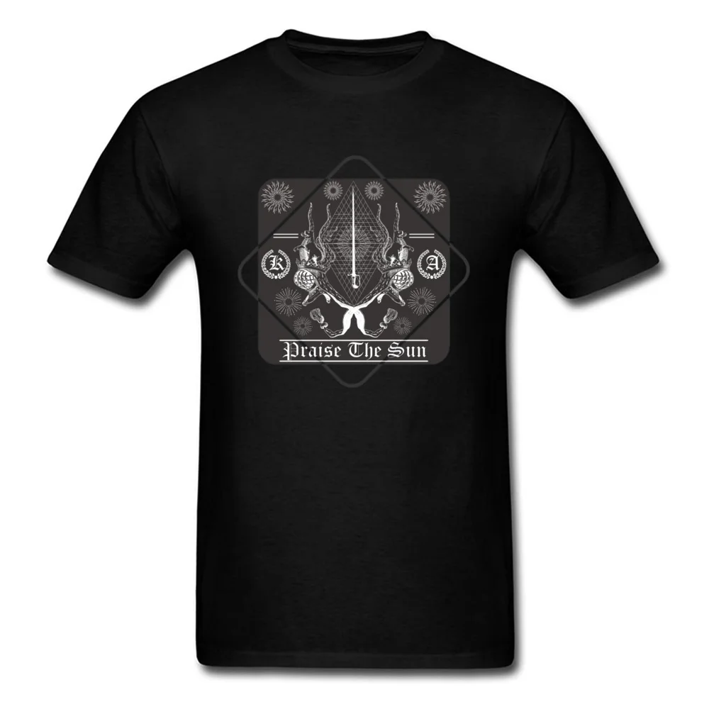 Praise The Sun T-shirt Men Black T Shirt Geometric Art Design Mens Tshirt Dark Souls Solaire of Astora Top Tee 2019 Game Clothes |