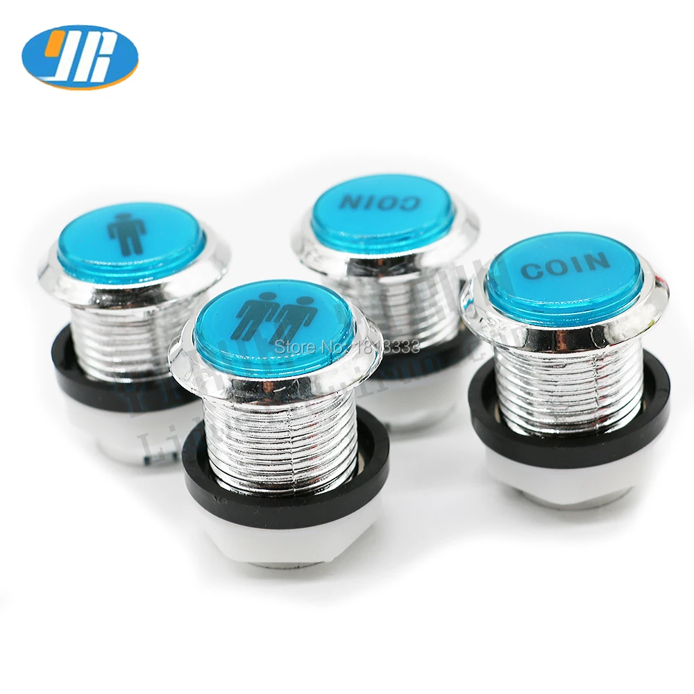 4 шт./компл. 12 В светодиодсветодиодный аркадные кнопки хромированные