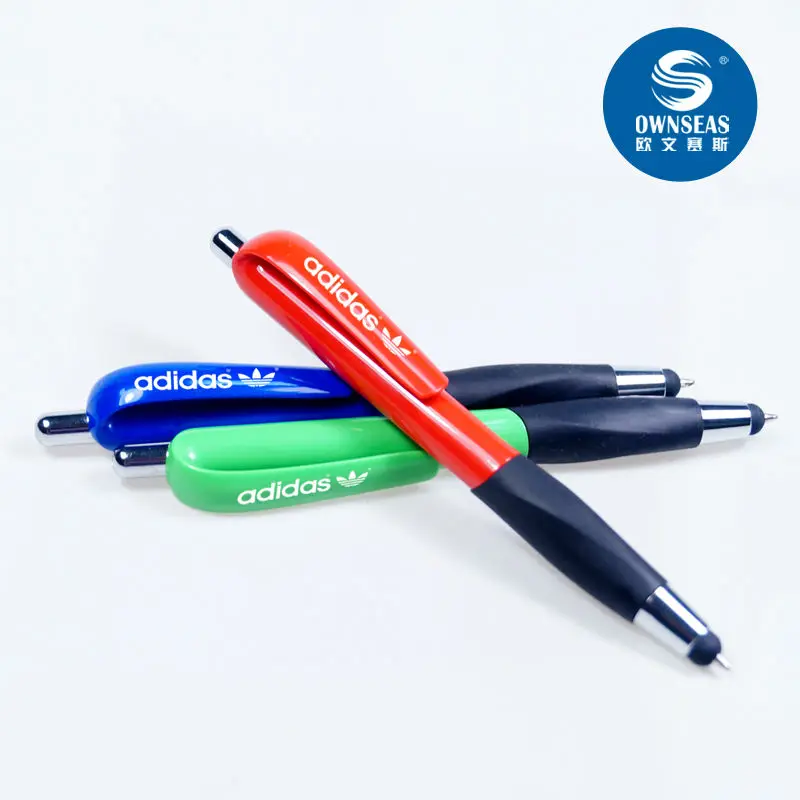 200 шт./лот пластиковый шариковый стилус и шариковая ручка 2 в 1 с пользовательским