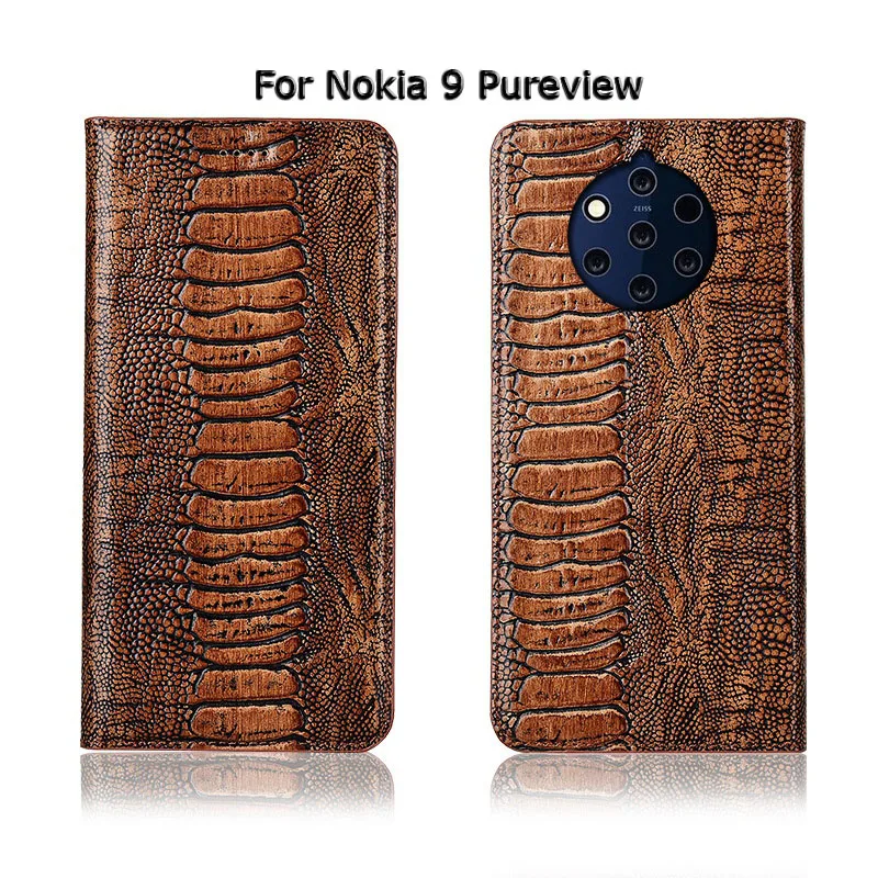 Роскошный чехол-книжка из кожи страуса с подставкой для Nokia 7 1 3 Plus 9 puобзор чехол