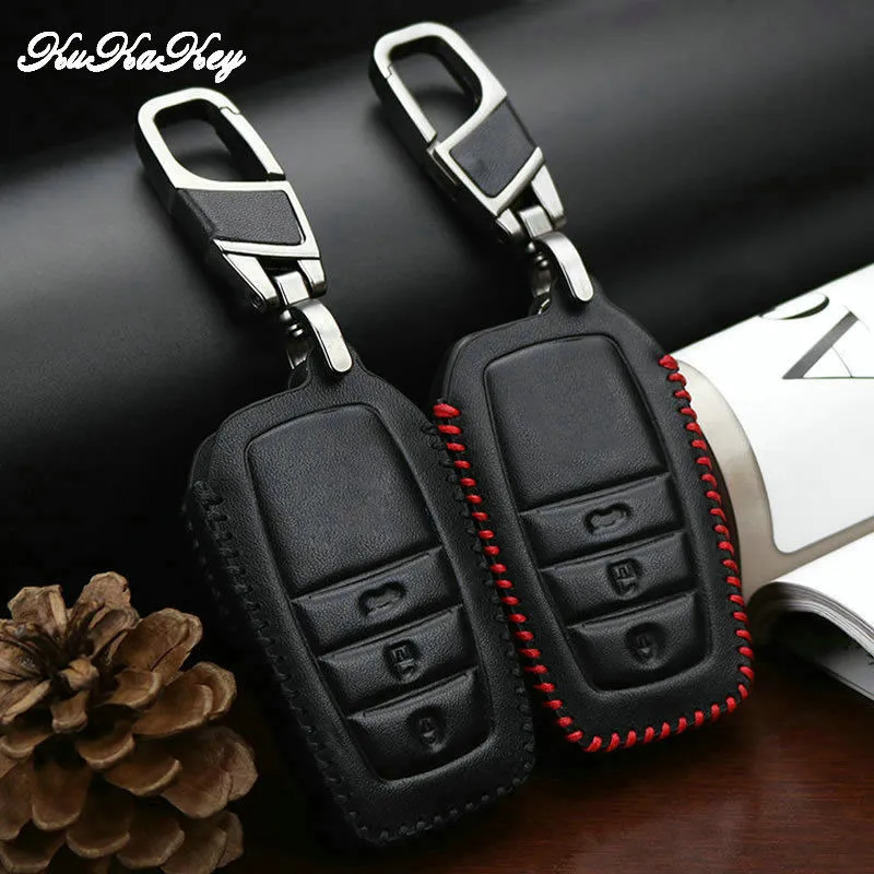 Кожаный чехол для автомобильного смарт ключа Toyota Avensis Corolla CHR Yaris Prius Camry Land Cruiser Prado