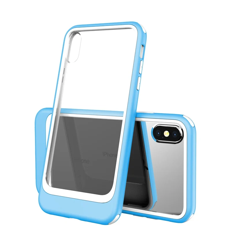Blue White Чехол для iPhone XS Max XR XS X 7 8 Plus, хит цвета, 2 в 1, комбинированный прозрачный акриловый защитный чехол, защитный чехол для iPhone 11 Pro 11 Pro Max - Цвет: Blue White