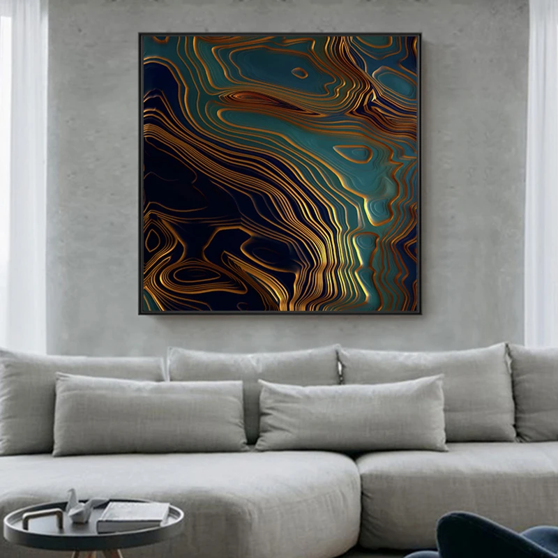 Abstract Gold Foil Canvas Painting Modern Poster Print for Living Room Bedroom Pop Art Decor Fashion Red Green Wall Art Pictures